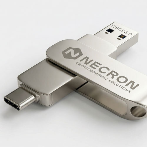 Necron USB key drive for hardware-based encryption key storage